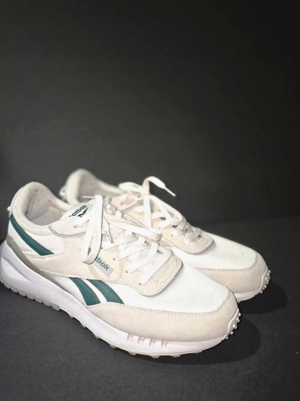 Reebok White & Teal Classic Runner Sneakers